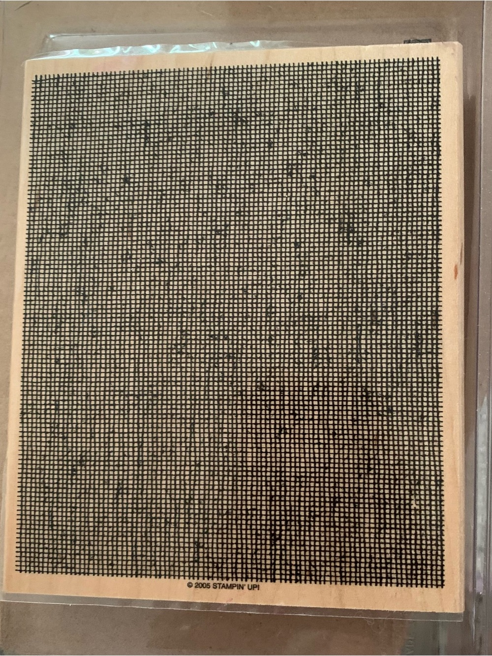 Stampin' Up! Canvas Grid Pattern Rubber Stamp on Natural Block